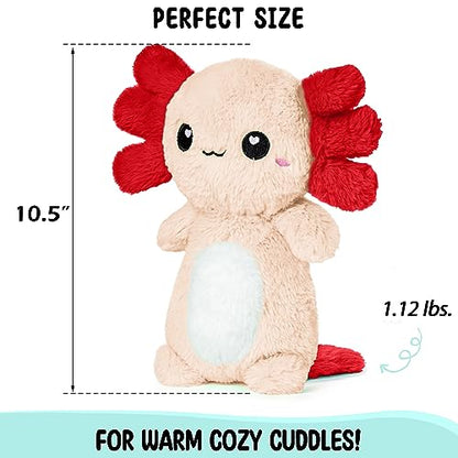 Axolotl Microwavable Unscented 1.5 lbs Heating Pad For Women And Kids- Cute Soft Cozy Pillow Plush Heatable Warm Stuffed Animals- Kawaii Hot And Cold Plushie Food Toy- Axolotl Gifts For Girls And Boys - style: Peach Axolotl