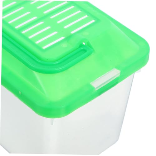Healifty 2pcs Portable Small Pet Terrarium and Fish Tank with Lid, Plastic Tortoise Tank Breeding Case, Medium Size Handheld Reptile Feeding Container for Turtle Travel and Small Pets