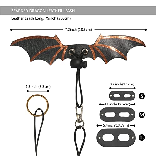 Bearded Dragon Leash and Harness Set, Beardie Carrier, Lizard Adjustable Harness with Leather Wings and Sling Bag, Reptile Small Pet Backpack Batwing Accessories (Grey) - color: Grey