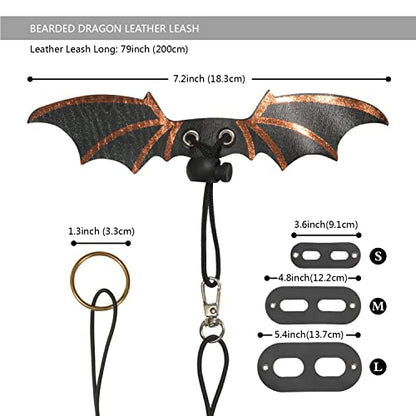 Bearded Dragon Leash and Harness Set, Beardie Carrier, Lizard Adjustable Harness with Leather Wings and Sling Bag, Reptile Small Pet Backpack Batwing Accessories (Grey) - color: Grey