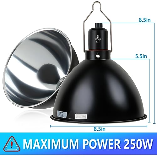 Reptile Light Fixture, 8.5 inch Optical Reflection Dome Heat Lamp Fixture, UVB Heat Basking Lamp Fixture for Amphibian Reptile Terrariums - size: 8.5in Dome