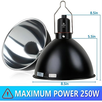 Reptile Light Fixture, 8.5 inch Optical Reflection Dome Heat Lamp Fixture, UVB Heat Basking Lamp Fixture for Amphibian Reptile Terrariums - size: 8.5in Dome
