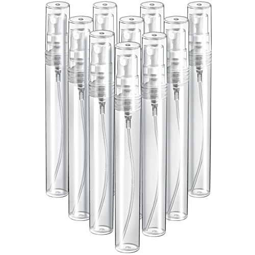 FANDAMEI Mini Clear Spray Bottle, 10 Pack 8ml Mini Plastic Spray Bottle Empty, Fine Mist Refillable Mini Perfume Bottle, Perfume Atomizer, Small Empty Sample Containers, Plastic Portable Travel Bottle - size: 8ml