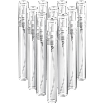 FANDAMEI Mini Clear Spray Bottle, 10 Pack 8ml Mini Plastic Spray Bottle Empty, Fine Mist Refillable Mini Perfume Bottle, Perfume Atomizer, Small Empty Sample Containers, Plastic Portable Travel Bottle - size: 8ml
