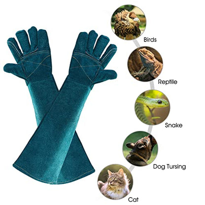 AOWPFVV Animal Handling Gloves Bite Proof for Dogs,Cats, 23.6in Large | Falconry,Birds,Snake,Reptile,Vets, Groomers & Animal Control - color: A-dark Green Size Large(23.6in)