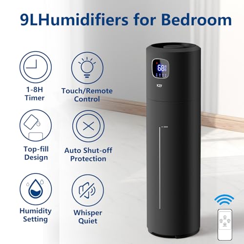 KZF 9L Humidifiers for Bedroom Large Room | Cool Mist, Top Fill