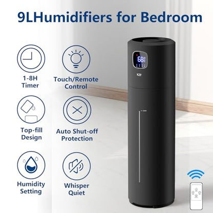 KZF 9L Humidifiers for Bedroom Large Room | Cool Mist, Top Fill