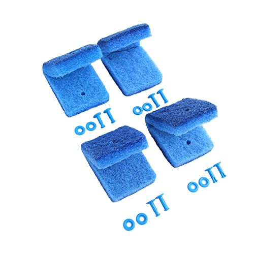 Aquarium Cleaning Brush, Double Sided Sponge Brush with Long Handle Seaweed Scraper for Aquarium with Hanging Holes for Aquarium Acrylic Glass(Blue)