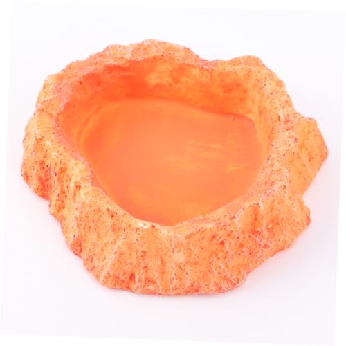 SUPVOX Reptile Feeding Bowl Thick Non-Skid Food Dish for Lizard and Turtle Odorless Water Storage Container Smooth Surface for Easy Cleaning for Crawling Pets Orange