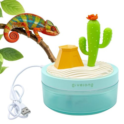 Reptile Fogger, 320ML USB Plastic Cartoon Cactus Humidifier with Lampion, Mister for Reptile Tank, Terrarium Accessories for Snake, Tortoise, Tree Frog, Chameleon and Other Small Animals