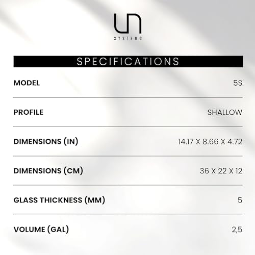 Ultum Nature Systems Ultra Clear Rimless Aquarium - Low Iron Glass Fish Tank with 45° Mitered Edges, 5mm-12mm Thick, Leveling Mat Included (5S, Shallow, 2 Gallon) - size: [5S] - 2.5 Gal - 14.17 x 8.66 x 4.72 in
