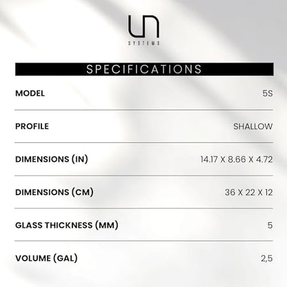 Ultum Nature Systems Ultra Clear Rimless Aquarium - Low Iron Glass Fish Tank with 45° Mitered Edges, 5mm-12mm Thick, Leveling Mat Included (5S, Shallow, 2 Gallon) - size: [5S] - 2.5 Gal - 14.17 x 8.66 x 4.72 in