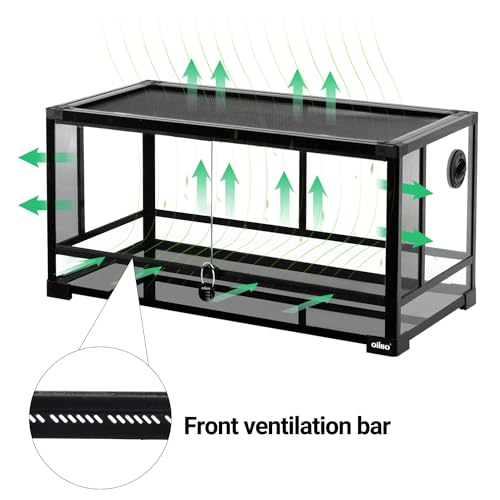 Glass Reptile Terrarium, 32"x16"x16" Bearded Dragon Tank with One-Hand Opening Front Doors, Top and Front Ventilation, Reptile Lounge Habitat for Bearded Dragon Ball Python Snake Gecko - style: 32"x16"x16"(36 Gal)