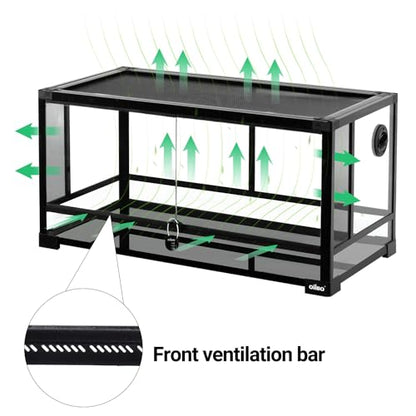 Glass Reptile Terrarium, 32"x16"x16" Bearded Dragon Tank with One-Hand Opening Front Doors, Top and Front Ventilation, Reptile Lounge Habitat for Bearded Dragon Ball Python Snake Gecko - style: 32"x16"x16"(36 Gal)