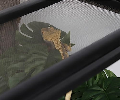Reptile Terrarium Plants, Hanging Fake Monstera with Suction Cups | Fits Gecko Snake Ball Python Frog Amphibian Habitat Décor - color: Fake Monstera