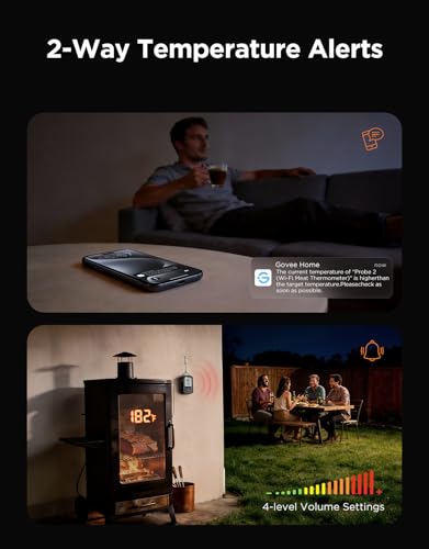 Govee Bluetooth Meat Thermometer Digital with Smart App Timer and Alerts | 6 Probes, 230ft Bluetooth Range, Smart LCD Backlight, Free Data Storage, Grill Thermometer for Cooking Turkey, Beef, Fish