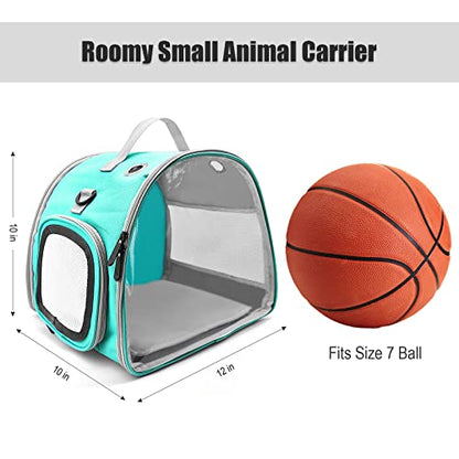 Small Animal Carrier Bag, Upgraded Portable Guinea Pig Carriers, Transparent Hamster Carrying Case, Reptile Rat Rabbit Bearded Dragon Hedgehog Carrier Bag for Travel, Hiking, Walking, Outdoor (Green) - color: Green