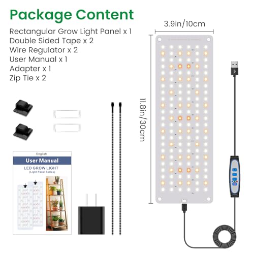 Aumtrly Grow Lights for Indoor Plants, 138 LED Full Spectrum Plant Lamp | for Seed Starting Growing, 6/12/16H Auto Timer, 5 Dimming Levels, 3 Light Modes, 2 Installation Methods, Use Under Shelves - size: 1 Pack