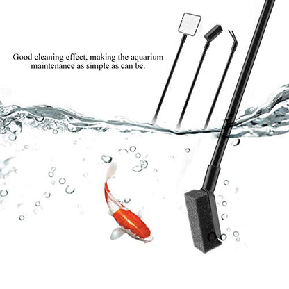 4 in 1 Portable Aquarium Cleaning Tool Set Long Handle Fish Cleaner Include Fish Net Shovel Sponge Brush Plant Fork