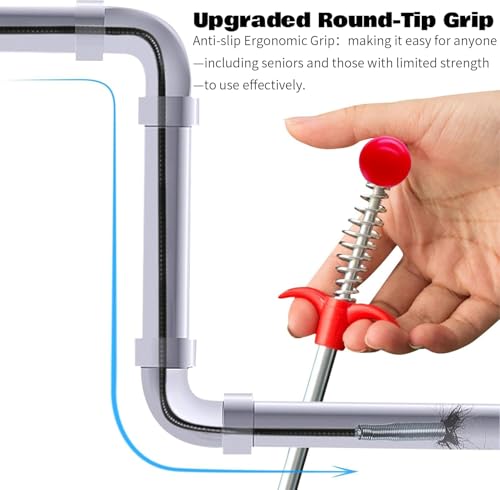 Upgraded Drain Snake, 61 inch plumbing snake，Sink Snake Drain Clog Remover for Sewer Kitchen Bathroom - style: 61IN