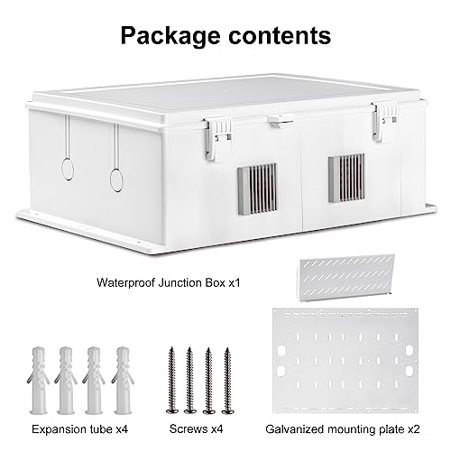 Namunanee Outdoor Electrical Junction Box, ABS Water Resistant Enclosure with Internal Mounting Panel & Hinged Cover, 16.1" H* 12.2" L* 5.9" W - size: 18.1"H x 12.6"L x 6.4"W & Standard
