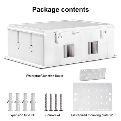 Namunanee Outdoor Electrical Junction Box, ABS Water Resistant Enclosure with Internal Mounting Panel & Hinged Cover, 16.1" H* 12.2" L* 5.9" W - size: 18.1"H x 12.6"L x 6.4"W & Standard