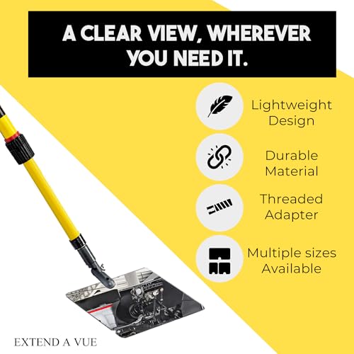 Telescoping Inspection Mirror - Standard Fiberglass, Lightweight & Durable, 4 ft - 8 ft Pole, 6 x 6 inch Acrylic Mirror - size: 6 x 6 inch Acrylic Mirror, style: 4 ft - 8 ft Pole