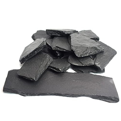 Natural Slate Stone Rocks, Mix of Stones 2 to 3 inches and 1 piece About 8 inches - for Aquariums and Terrariums, Aquascaping (3 Pounds)