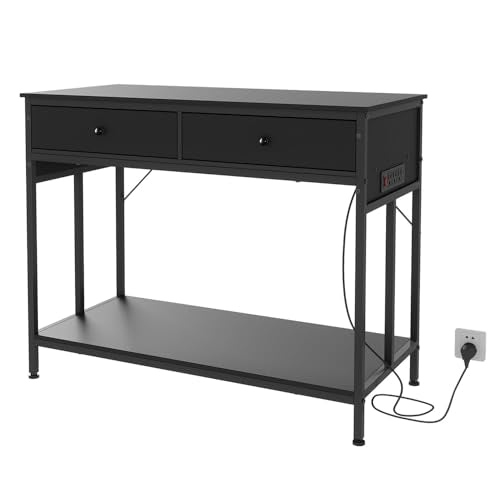 GarveeHome 40-50 Gallon Aquarium Stand with Power Outlet & 2 Drawers, Dual Metal Fish Tank Stand Adjustable Height Feet, 660 Lbs Capacity, for Reptile Terrariums Black - color: Black