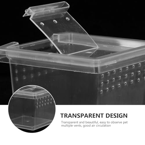 FRCOLOR Clear Plastic Insect Feeding Box Small Critter Keeper Portable Mini Terrarium Cage 2.76X2.76X1.77In Ideal for Reptiles Amphibians and Small Animals