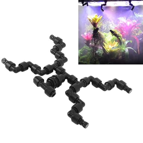 4 Head 360° Adjustable Reptile Fogger Nozzle Fine Atomization Misting System for Terrarium Vivarium Plant Humidifier 0.35in Clamping Black ABS