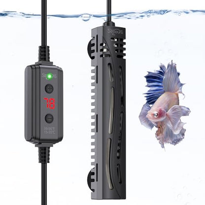 SEAOURA Submersible Fish Tank Heater, 75W Aquarium Heaters for 7-20 Gallon, Adjustable Turtle Tank Heater with Digital Temperature Display, Suitable for Freshwater and Saltwater Tank - size: ≤ 20 Gal Tank