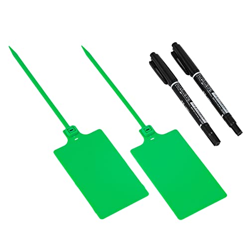 Tenshun 100 Plastic Tags - Waterproof, Writable, Identification & Seal Tags with Two Permanent Markers - color: Green, size: 100 PCS