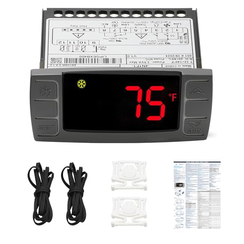 XR06CX-4AAGILS 32‑Bit Temperature Controller — Replacement for Dixell XR06CX, Programmable Digital Thermostat for 110–125V (50/60Hz) Commercial Refrigeration, Voltage Protection, Red Display - style: XR06CX-4AAGILS