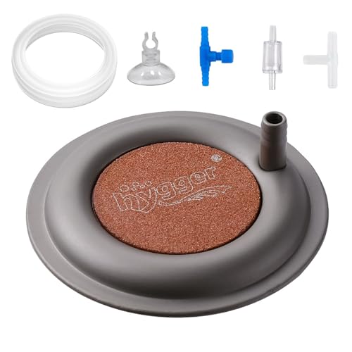 hygger Aquarium Air Stone, 2.6 Inch Nano Air Stone Makes Super Tiny Bubbles, Ultra Quiet Dissolved Oxygen Diffuser Small Airstone with Stainless Steel Base for Aquarium, Fish Tank & Hydroponic, Round - size: 2.6 Inch