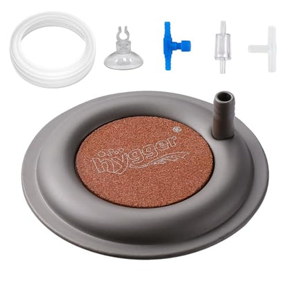 hygger Aquarium Air Stone, 2.6 Inch Nano Air Stone Makes Super Tiny Bubbles, Ultra Quiet Dissolved Oxygen Diffuser Small Airstone with Stainless Steel Base for Aquarium, Fish Tank & Hydroponic, Round - size: 2.6 Inch