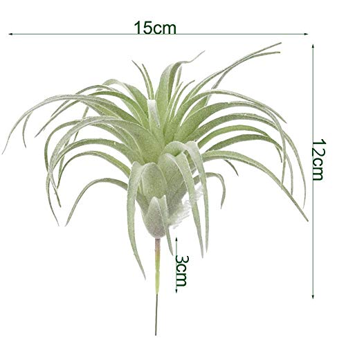 2 PCS Artificial Succulents Plants Unpotted Fake Flocking Tillandsia Air Plants Succulent Bromeliads Bouquet Arrangements Faux Plants DIY for Garden Terrarium Decor Home Decoration Green - color: Flocking Tillandsia