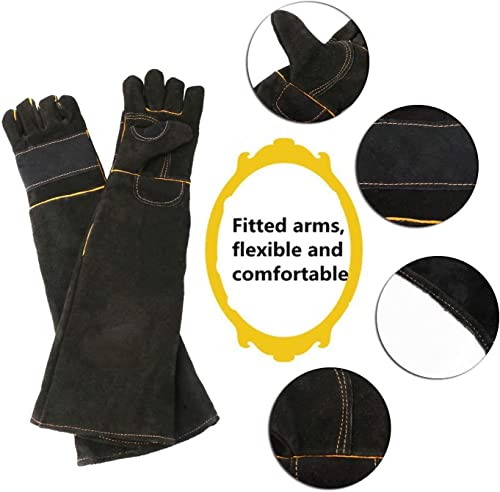 AOWPFVV Animal Handling Gloves Bite Proof for Dogs,Cats, 23.6in Large | Falconry,Birds,Snake,Reptile,Vets, Groomers & Animal Control - color: Black Size Large 23.6in