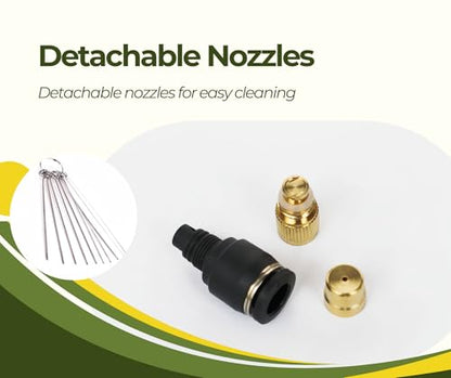 10pk Brass Misting Nozzles Tee 8 inch 360 Degree Adjustable Copper Sprayer, Compatible with1/4 trubing Hose Watering Plant Drip Irrigation Pneumatic Fittings Connection for Watering Garden(10pk) - color: 10pk-360 Misting Nozzles