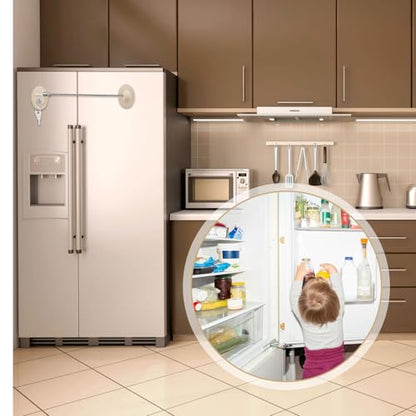 Hotop 4 Pack Cabinet Locks with Keys Refrigerator Fridge Locks Replacement with Steel Wire Self Adhesive Child and Baby Proofing Safety for File Drawers Deep Freezer Doors Latch(Light Brown) - color: Light Brown