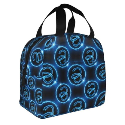 Unisex Snake Print Insulated Lunch Bag Thermal | Blue Snake Pattern, Reusable EVA Leakproof Tote, Compact Size for Gym, Beach & Office - color: Pattern (868)
