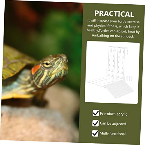 GALPADA Acrylic Turtle Basking Platform Wall Hooks Tortoise Floating Dock for Reptiles Climbing Ramp for Turtle Tanks - size: 17.5X15.5X12CM