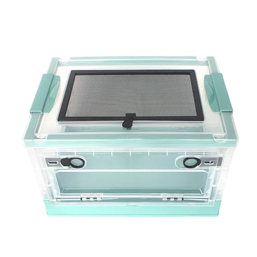 Reptiles Keeper Tanks with Removable Lid and Feeding Port Enclosure Ventilated Design Portable Reptiles Feeding Station
