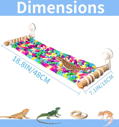FlidRunest Winter Warm Bearded Dragon Hammock with Suction Cups, Large Soft Lizard Hammock Sleeping Bed, Hanging Reptile House Tent Tank Beds