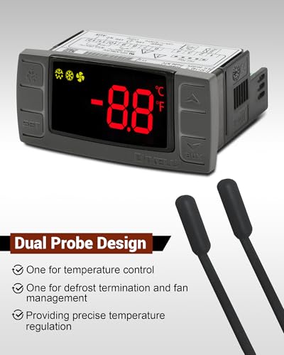 W0302186 Controller Replace for Dixell XR03CX-4N0F1 Temperature Controller, Fit for 120V Commercial Refrigerators/Freezer, with Temperature Sensor Probes & Clasp - size: XR03CX-4N0F1