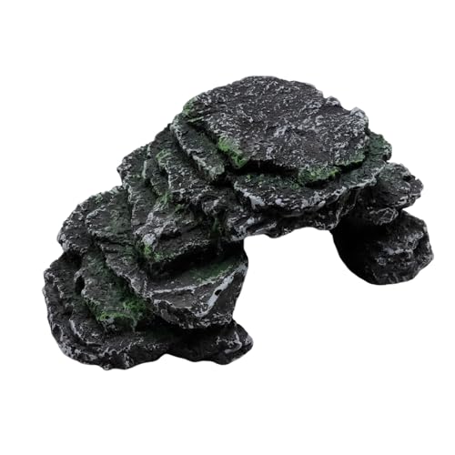 EATAKWARD Gecko Hide Shale Scape Step Ledge, Reptile Cave Hideout Tank Accessories Decorations, Ideal for Reptiles, Amphibians, Leopard Gecko, Lizard, Frogs, Turtle (Black, 8 * 5 * 3inch) - color: Black, size: 8*5*3inch