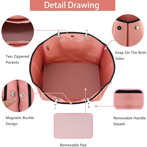 Hibala Neoprene Multipurpose Beach Bag,Gym/Travel/Pool Bag,Tote For Women&Men - color: Pink