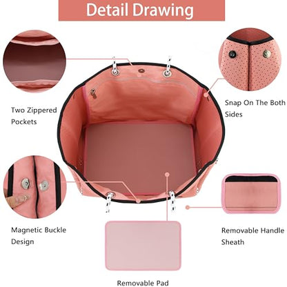 Hibala Neoprene Multipurpose Beach Bag,Gym/Travel/Pool Bag,Tote For Women&Men - color: Pink