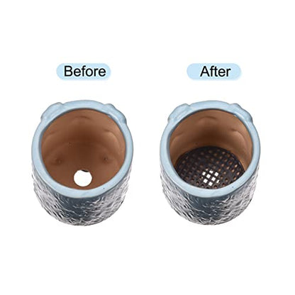 MECCANIXITY 50 Pcs Flower Pot Hole Mesh Pad 1.8" Invisible Rigid Round Plastic Bottom Grid Drainage Screens Prevent Soil Loss for Flower Plant, Bonsai Black - size: 1.8 inches