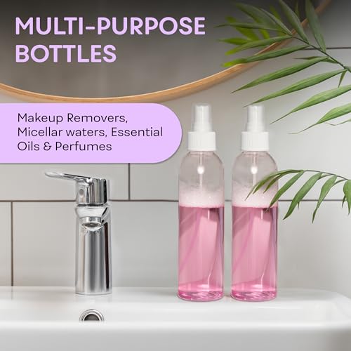 Fine Mist Spray Bottles 8 oz, Empty Refillable Containers - Essential Oils, Disinfectant Spray, Water - Pack of 3